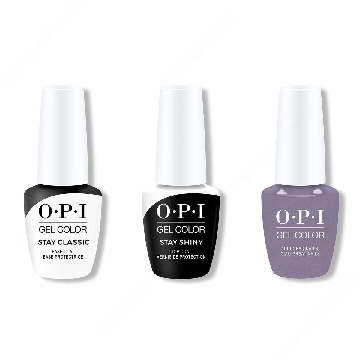 OPI GelColor Combo - Stay Classic Base, Shiny Top & Addio Bad Nails, Ciao Great Nails - Long Lasting Formula