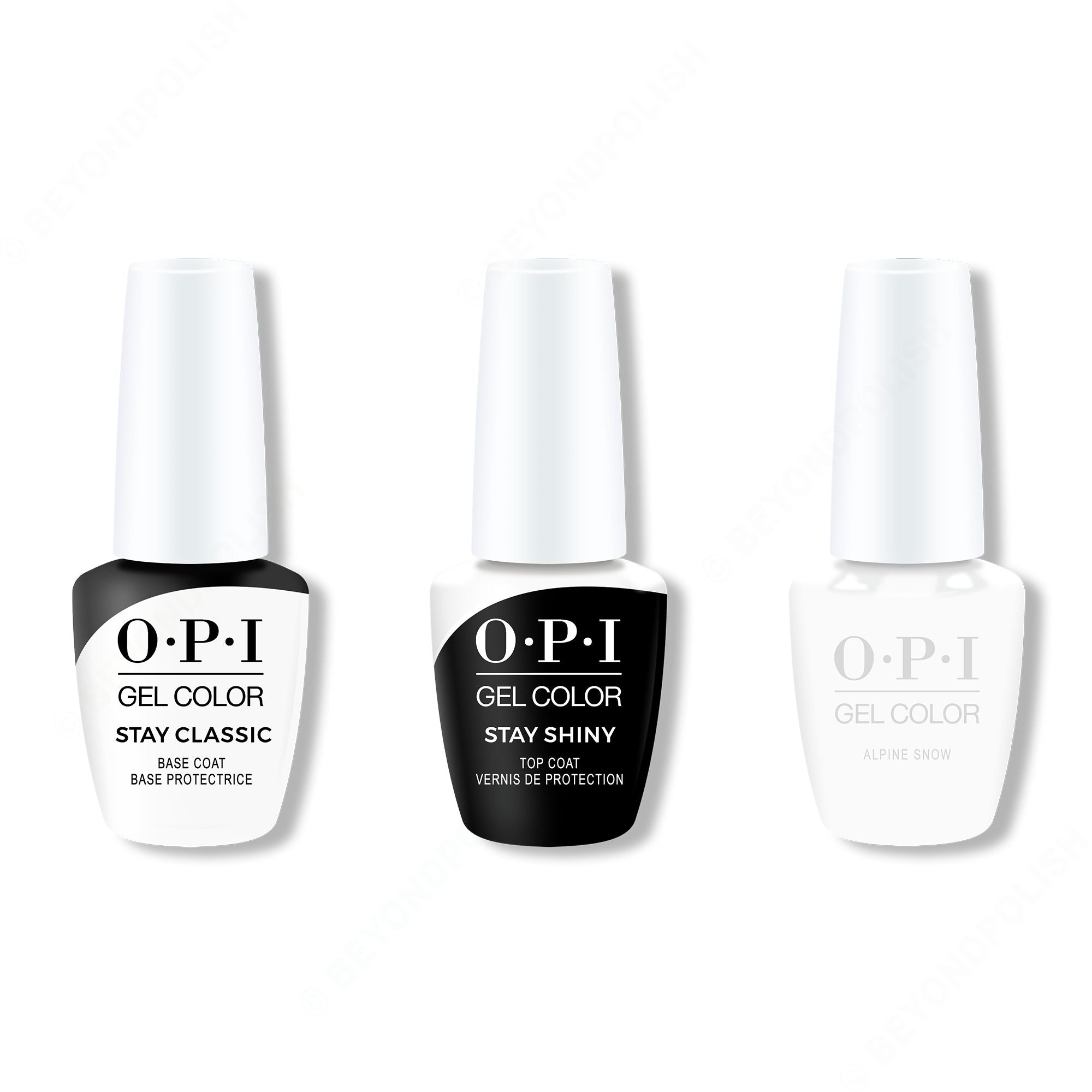 OPI GelColor Combo - Stay Classic Base, Shiny Top & Alpine Snow - Long Lasting Formula