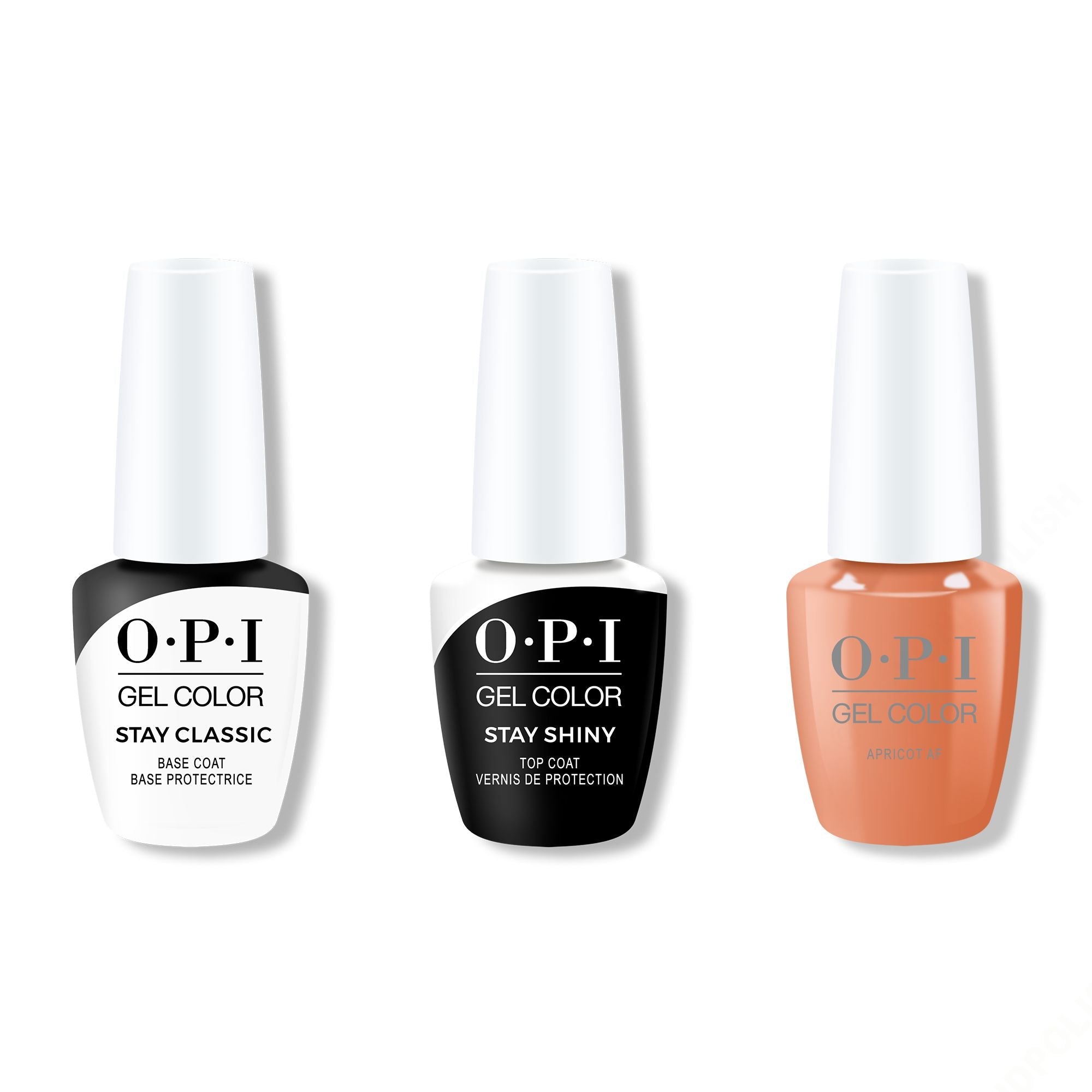 OPI GelColor Combo - Stay Classic Base, Shiny Top & Apricot AF - Long Lasting Formula