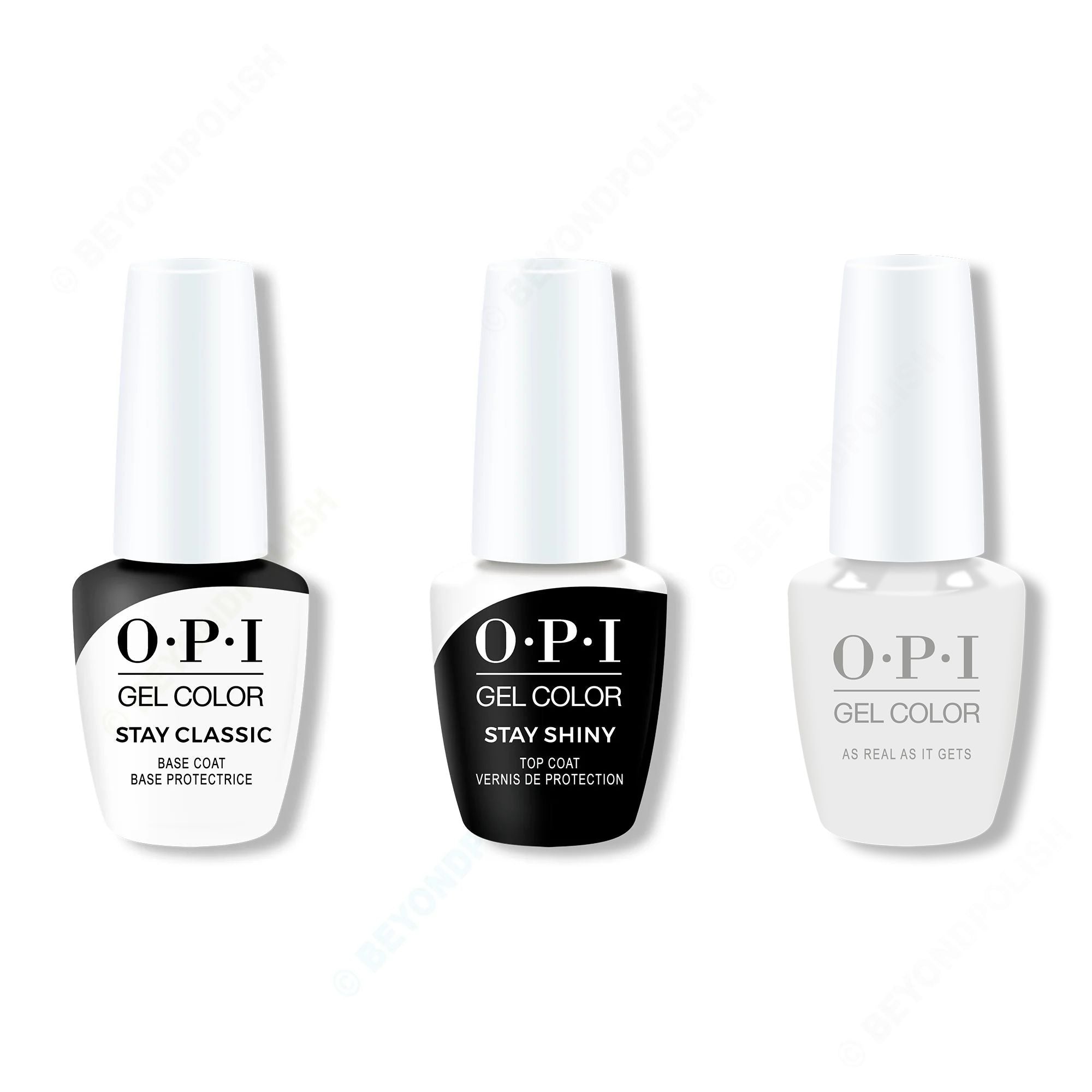 OPI GelColor Combo - Stay Classic Base, Shiny Top & As Real As It Gets - Long Lasting Formula