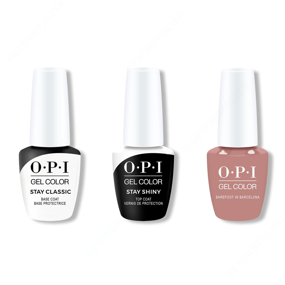 OPI GelColor Combo - Stay Classic Base, Shiny Top & Barefoot in Barcelona - Long Lasting Formula