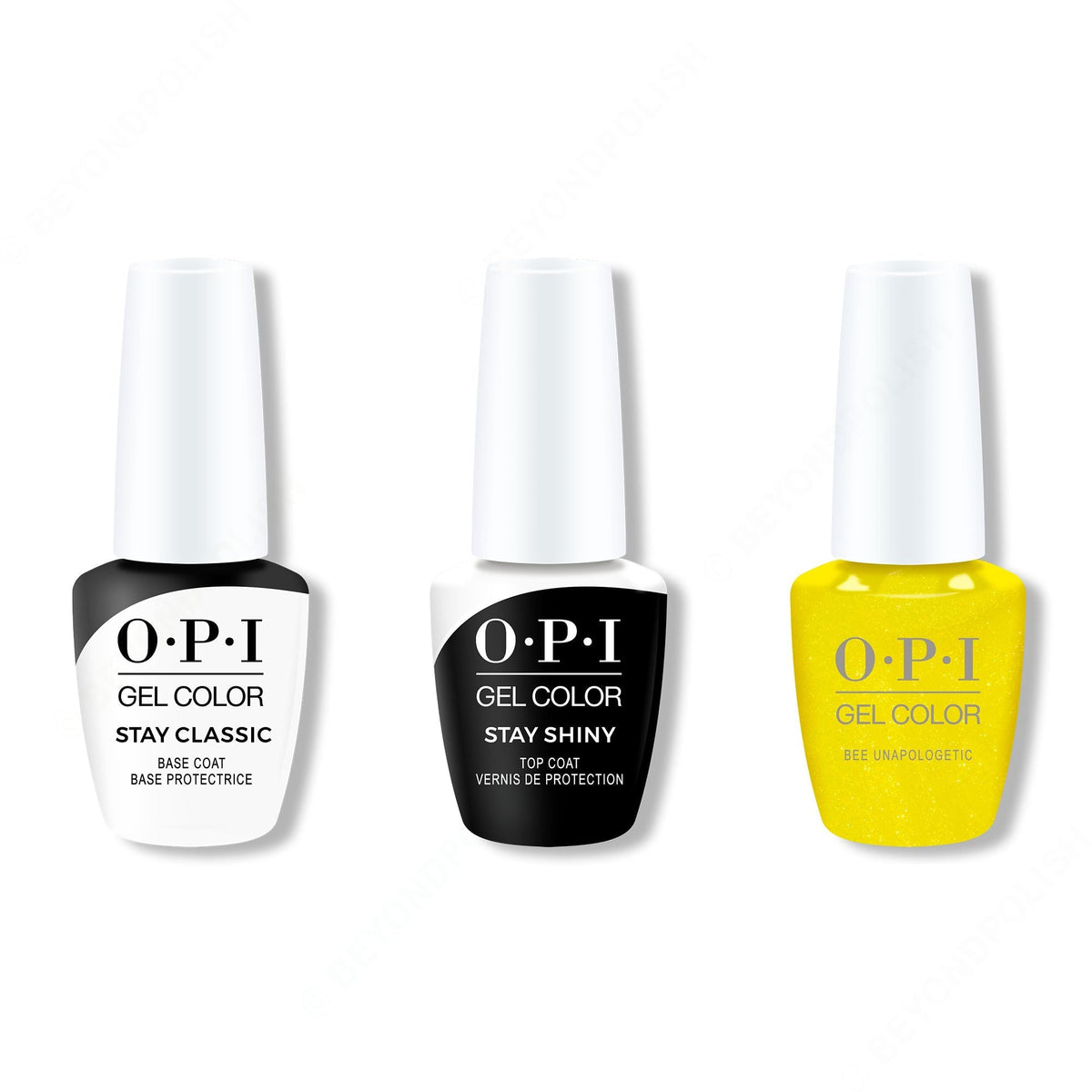 OPI GelColor Combo - Stay Classic Base, Shiny Top & Bee Unapologetic - Long Lasting Formula