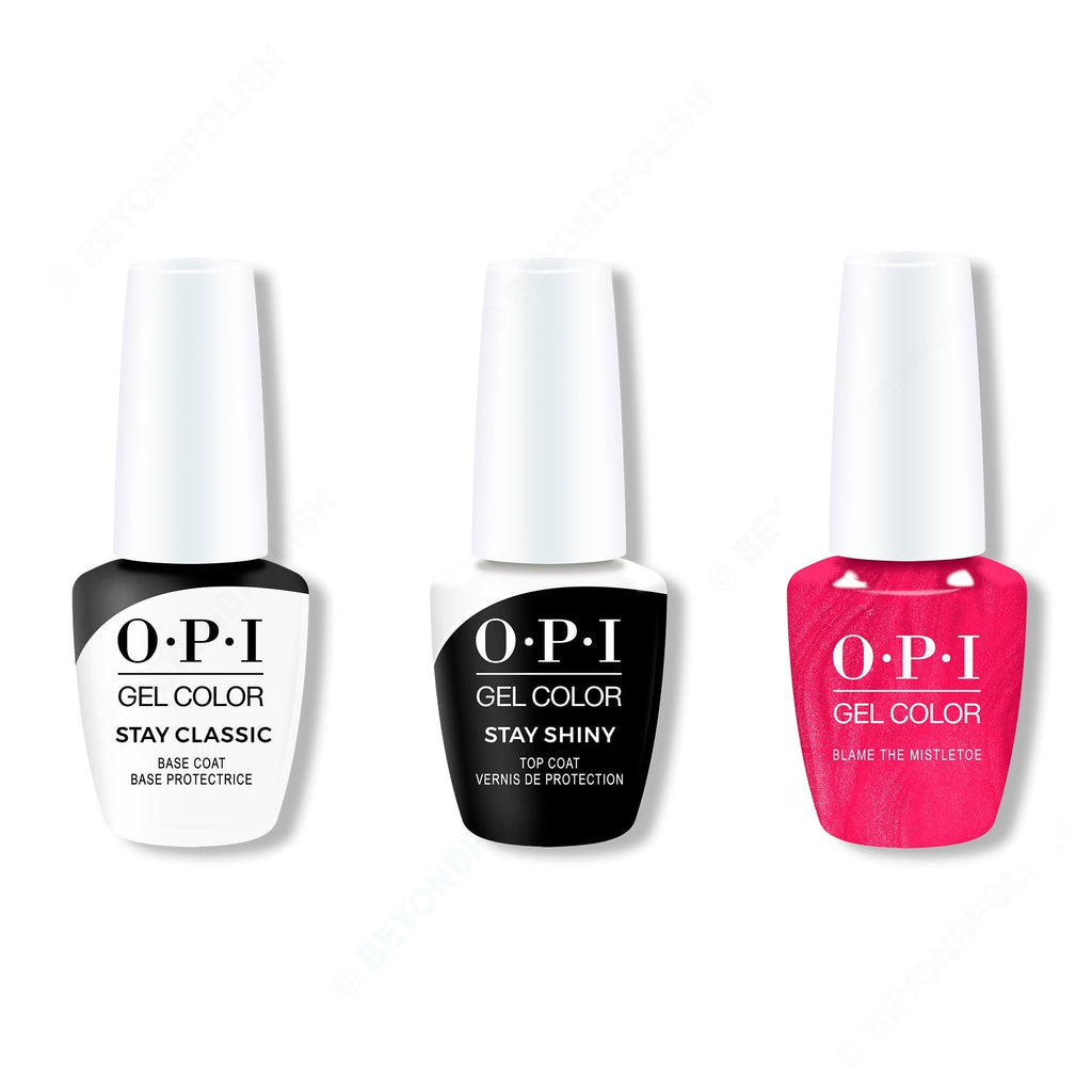 OPI GelColor Combo - Stay Classic Base, Shiny Top & Blame the Mistletoe - Long Lasting Formula