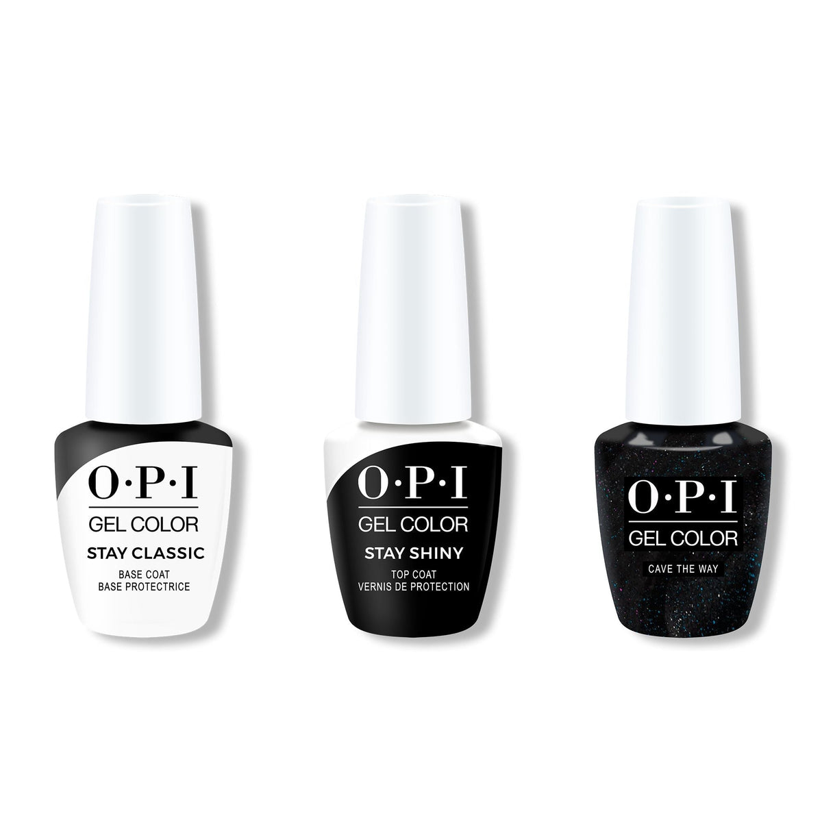 OPI GelColor Combo - Stay Classic Base, Shiny Top & Cave The Way - Long Lasting Formula