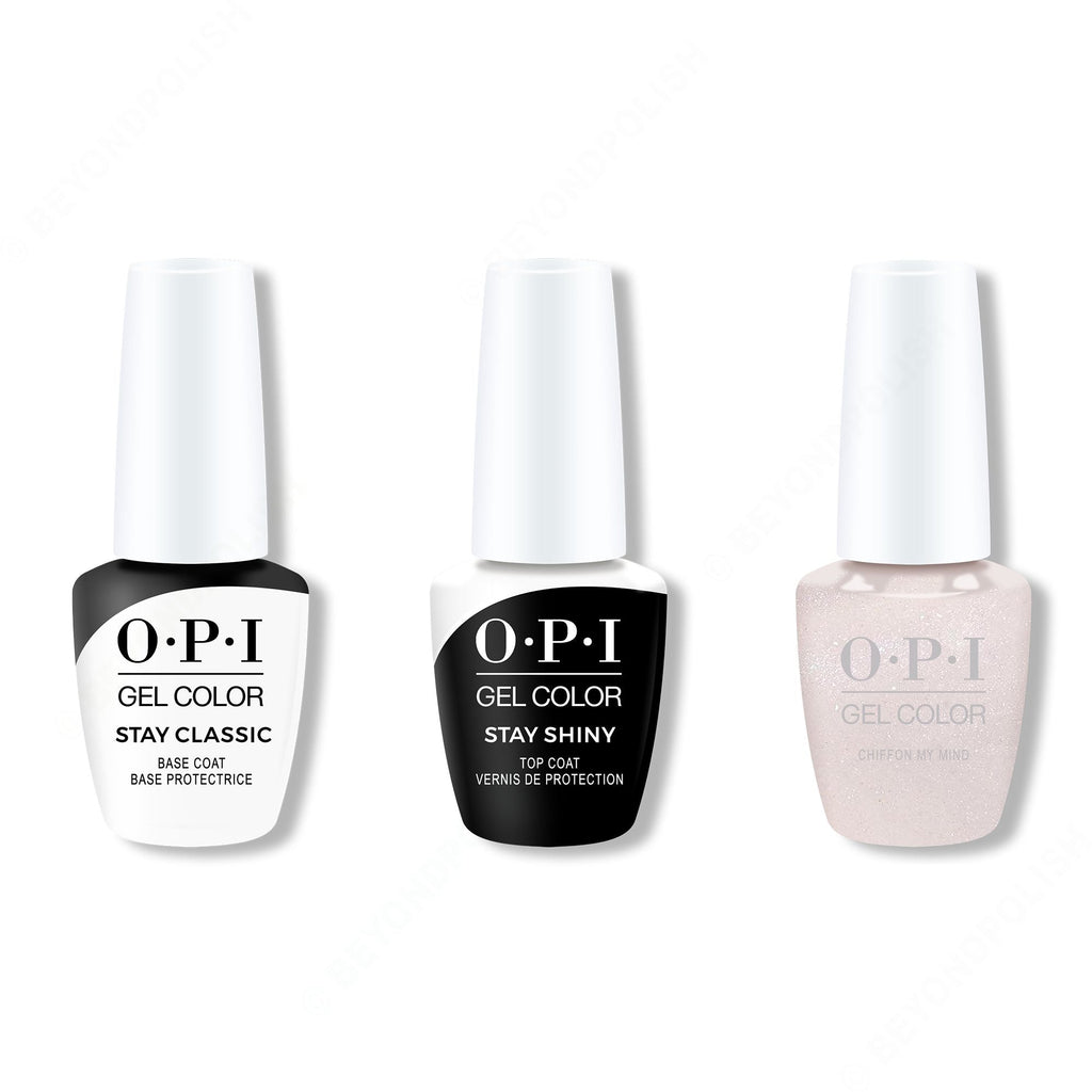 OPI GelColor Combo - Stay Classic Base, Shiny Top & Chiffon My Mind - Long Lasting Formula