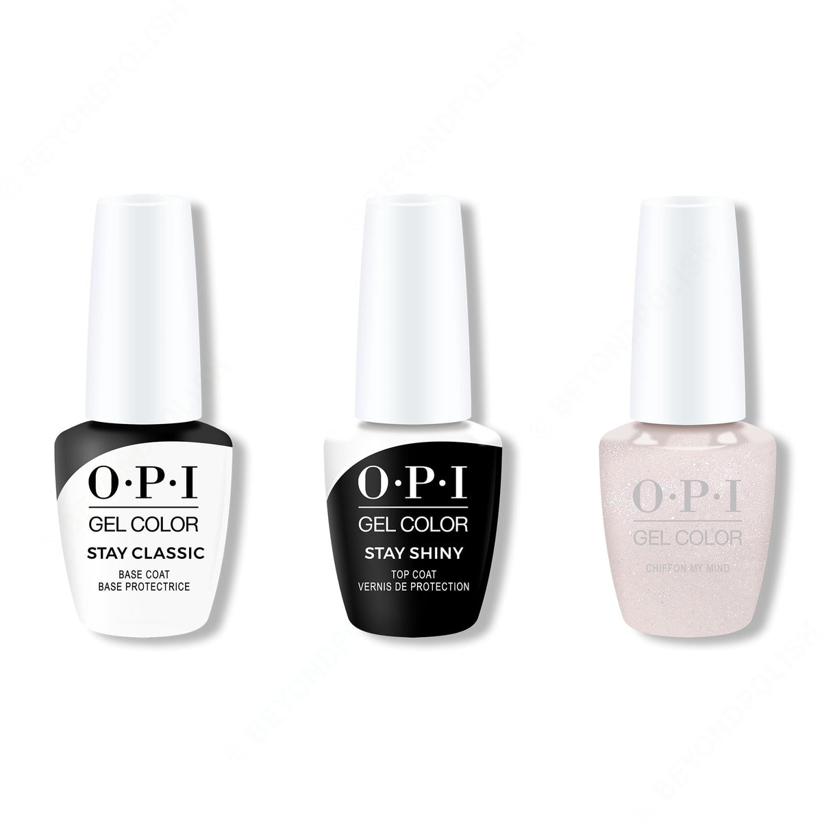 OPI GelColor Combo - Stay Classic Base, Shiny Top & Chiffon My Mind - Long Lasting Formula