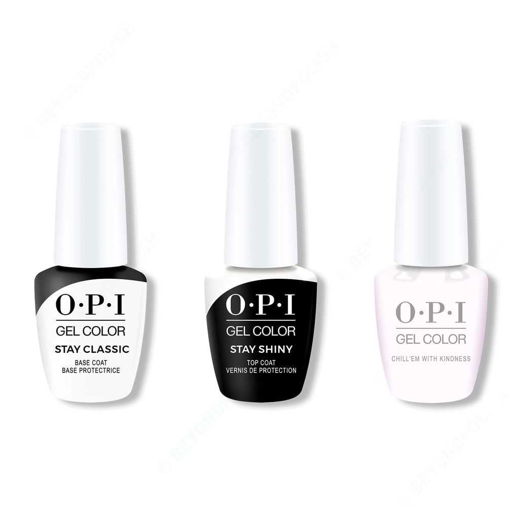 OPI GelColor Combo - Stay Classic Base, Shiny Top & Chill 'Em With Kindness - Long Lasting Formula