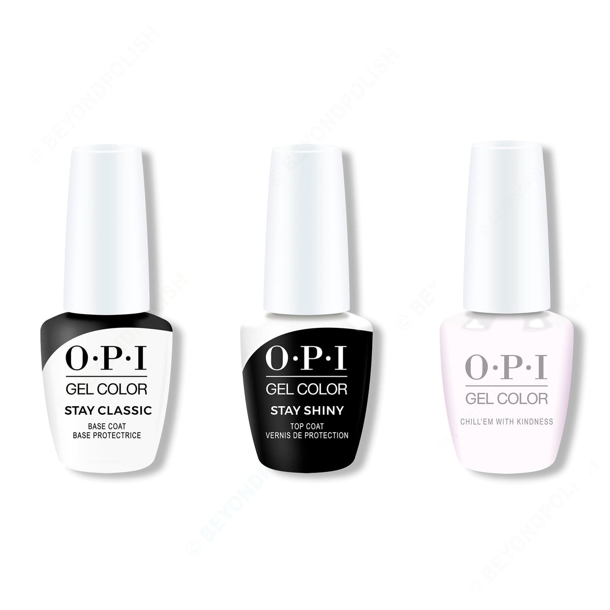 OPI GelColor Combo - Stay Classic Base, Shiny Top & Chill 'Em With Kindness - Long Lasting Formula