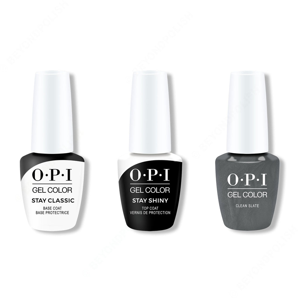 OPI GelColor Combo - Stay Classic Base, Shiny Top & Clean Slate - Long Lasting Formula