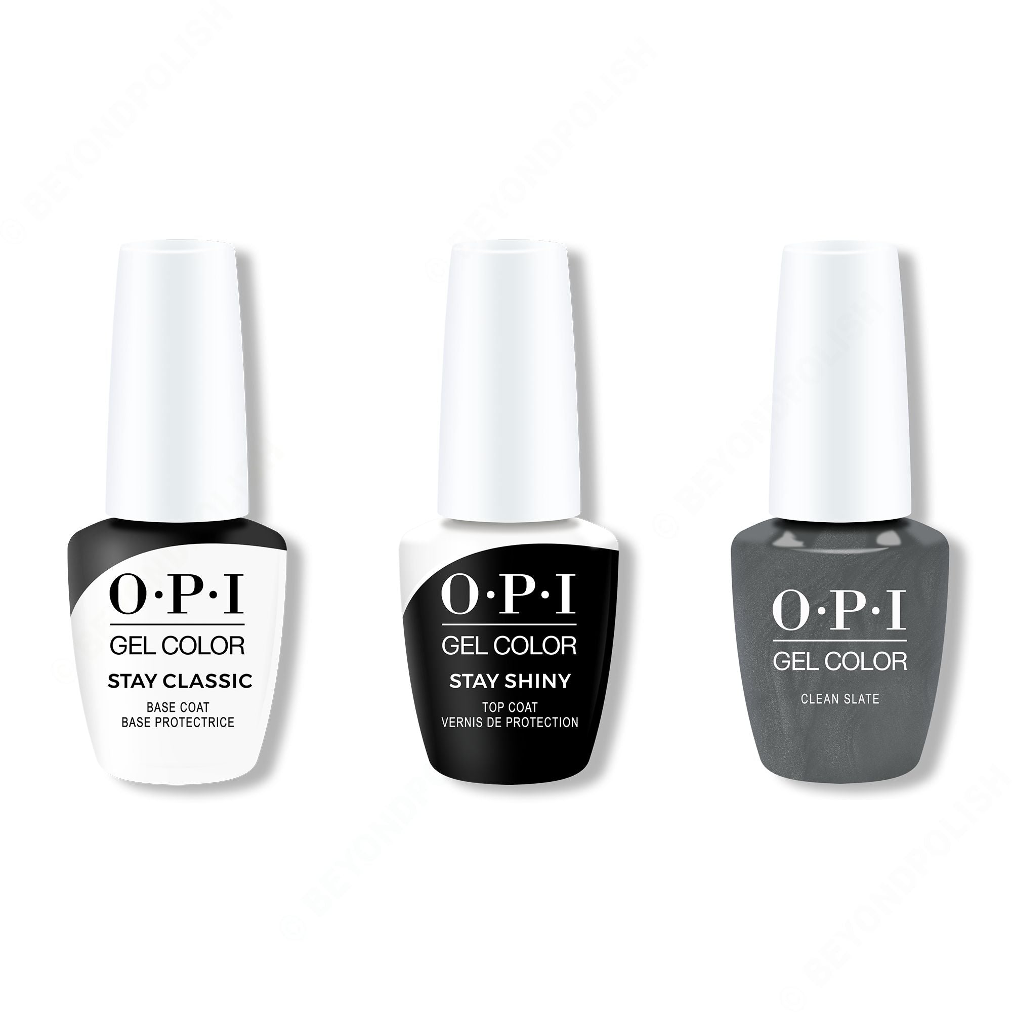 OPI GelColor Combo - Stay Classic Base, Shiny Top & Clean Slate - Long Lasting Formula