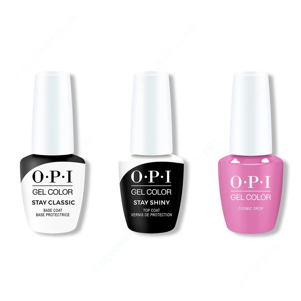 OPI GelColor Combo - Stay Classic Base, Shiny Top & CosMIC Drop - Long Lasting Formula