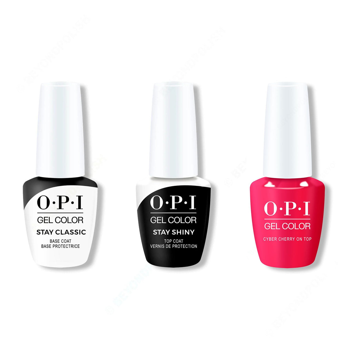 OPI GelColor Combo - Stay Classic Base, Shiny Top & Cyber Cherry on Top - Long Lasting Formula