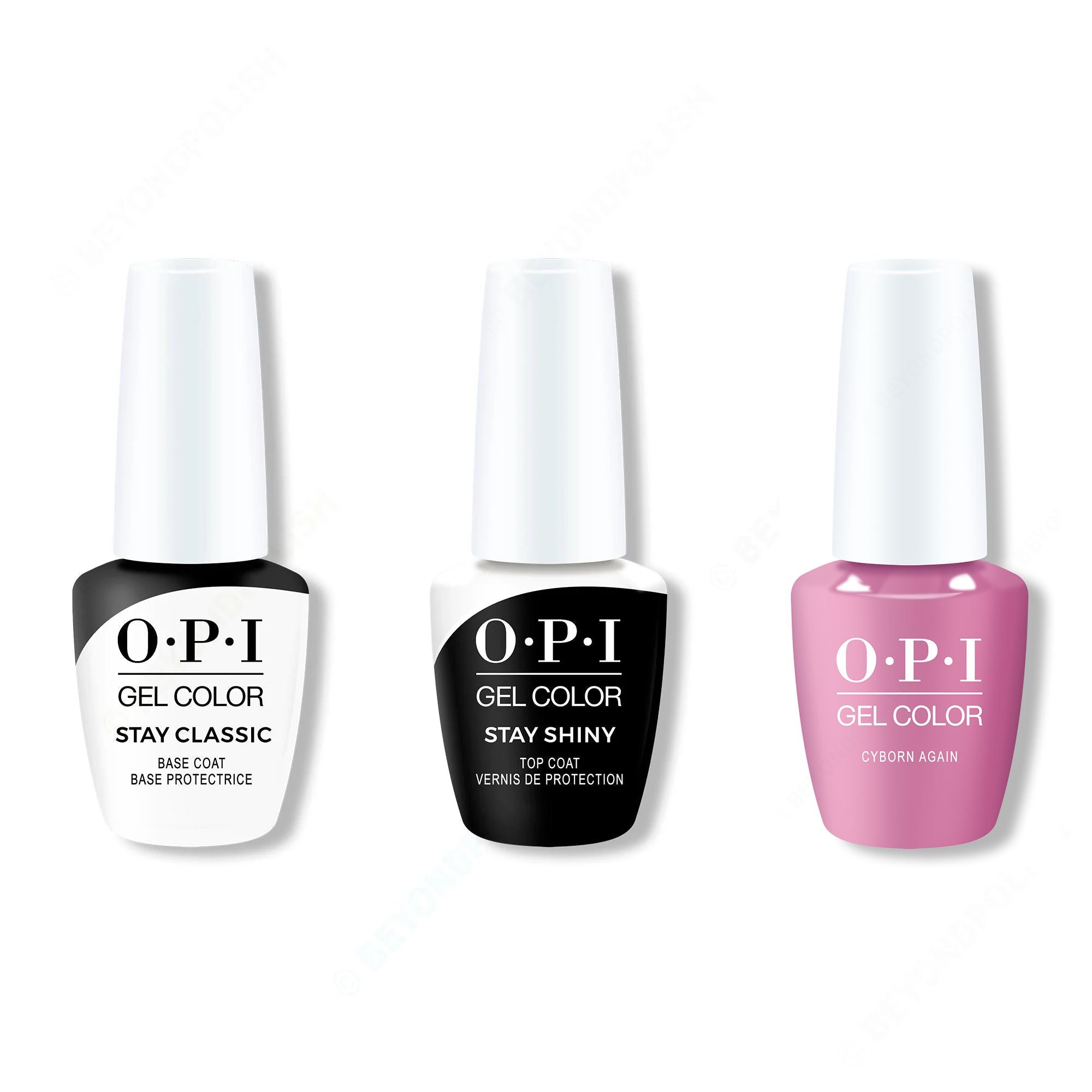 OPI GelColor Combo - Stay Classic Base, Shiny Top & Cyborn Again - Long Lasting Formula