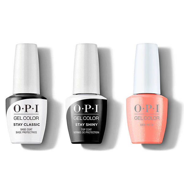 OPI GelColor Combo - Stay Classic Base, Shiny Top & Data Peach - Long Lasting Formula