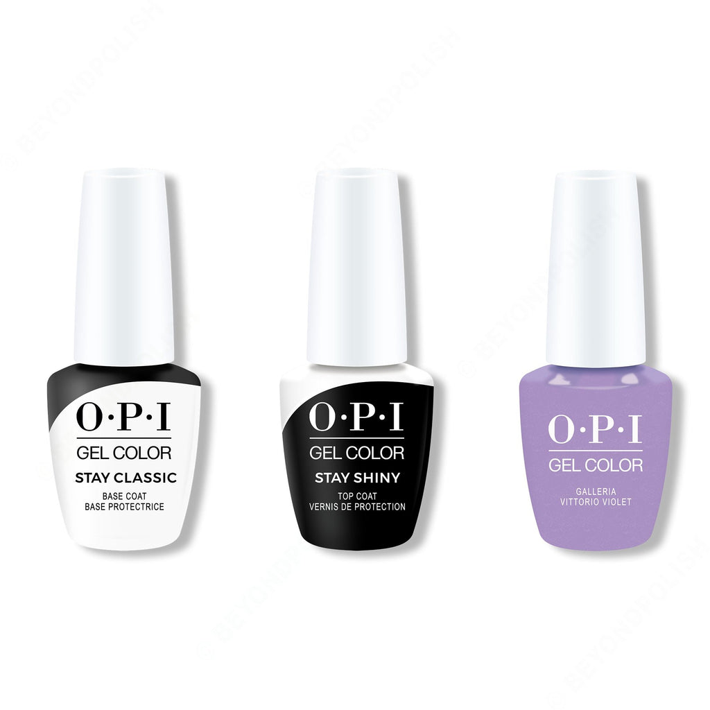 OPI GelColor Combo - Stay Classic Base, Shiny Top & Galleria Vittorio Violet - Long Lasting Formula