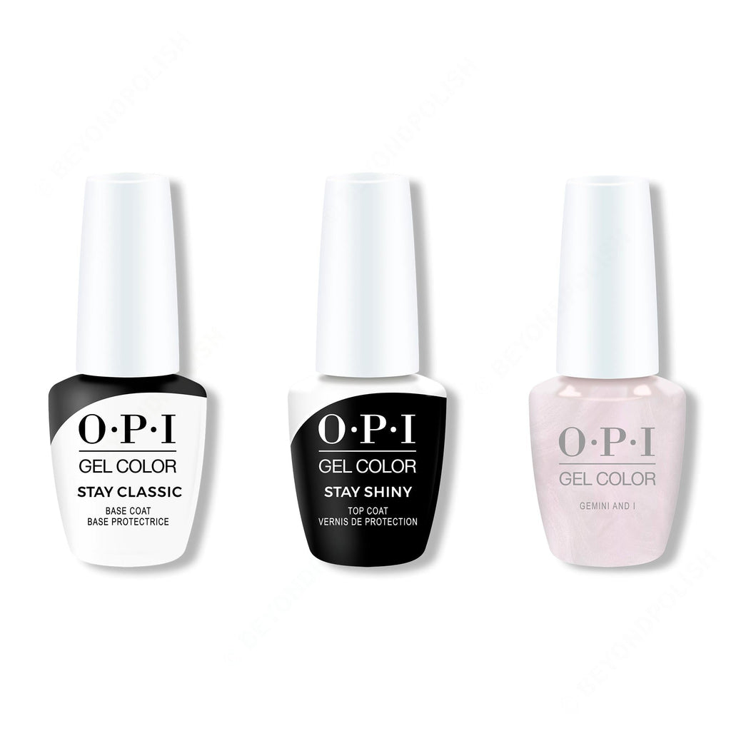 OPI GelColor Combo - Stay Classic Base, Shiny Top & Gemini And I - Long Lasting Formula