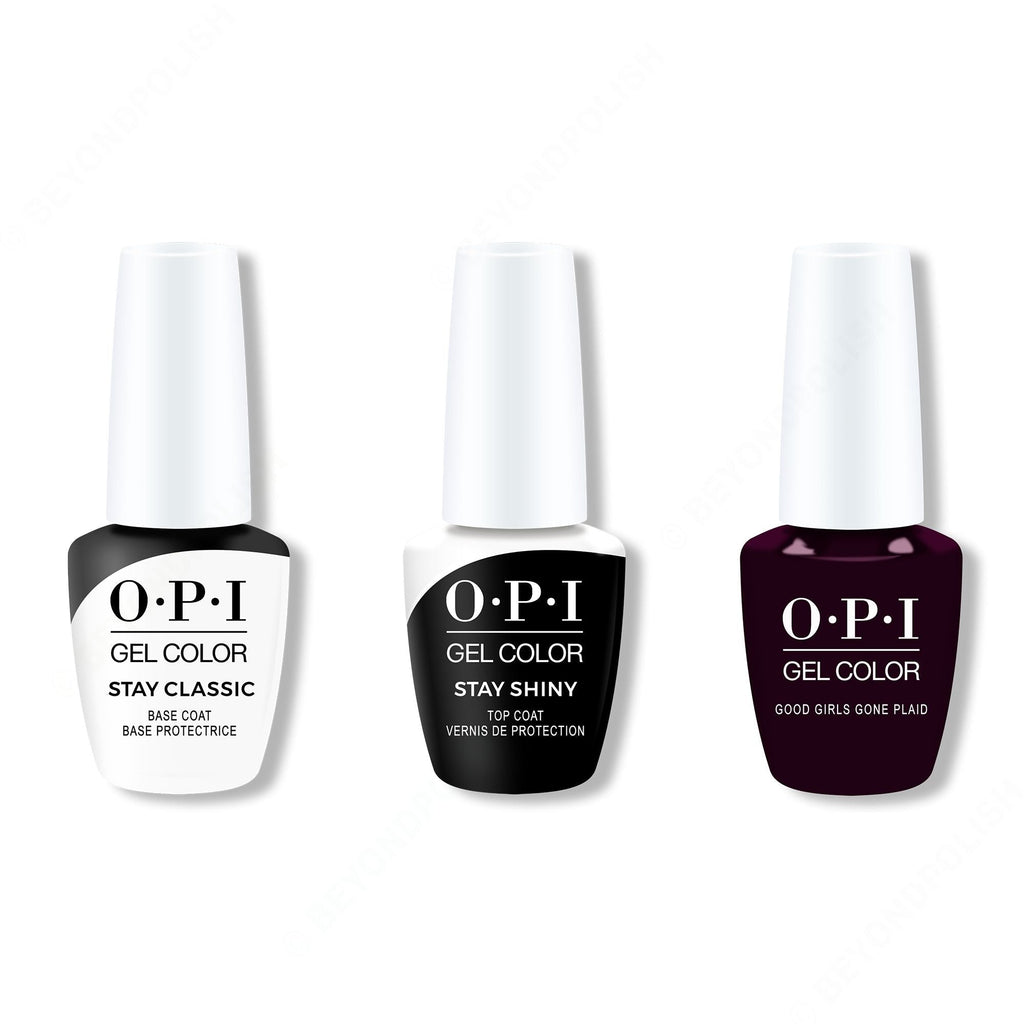 OPI GelColor Combo - Stay Classic Base, Shiny Top & Good Girls Gone Plaid - Long Lasting Formula
