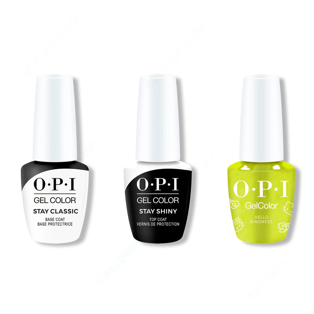 OPI GelColor Combo - Stay Classic Base, Shiny Top & Hello Kindness - Long Lasting Formula