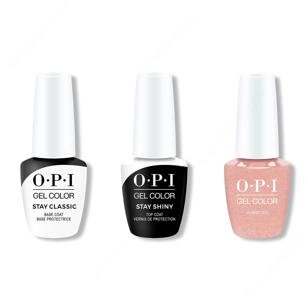 OPI GelColor Combo - Stay Classic Base, Shiny Top & Humidi-Tea - Long Lasting Formula