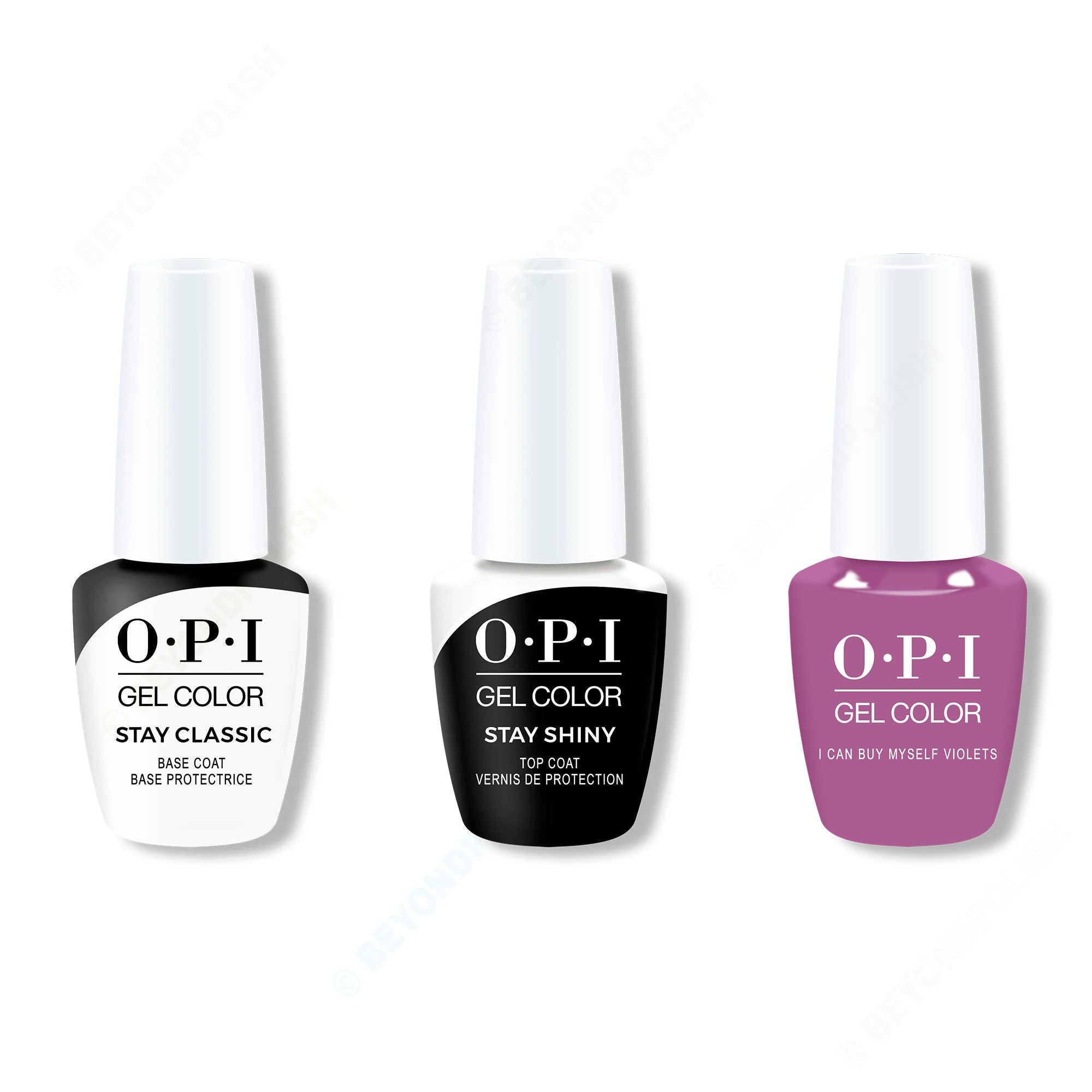 OPI GelColor Combo - Stay Classic Base, Shiny Top & I Can Buy Myself Violets - Long Lasting Formula