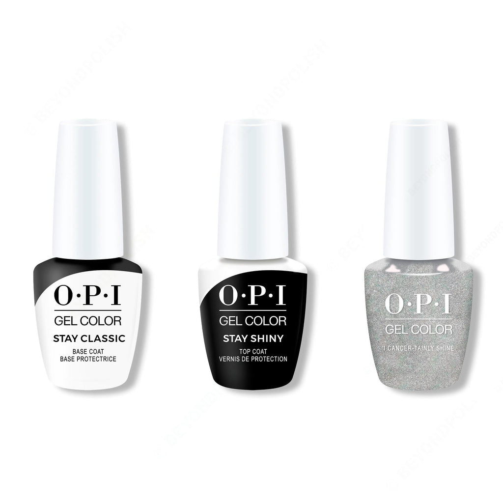 OPI GelColor Combo - Stay Classic Base, Shiny Top & I Cancer-tainly Shine - Long Lasting Formula
