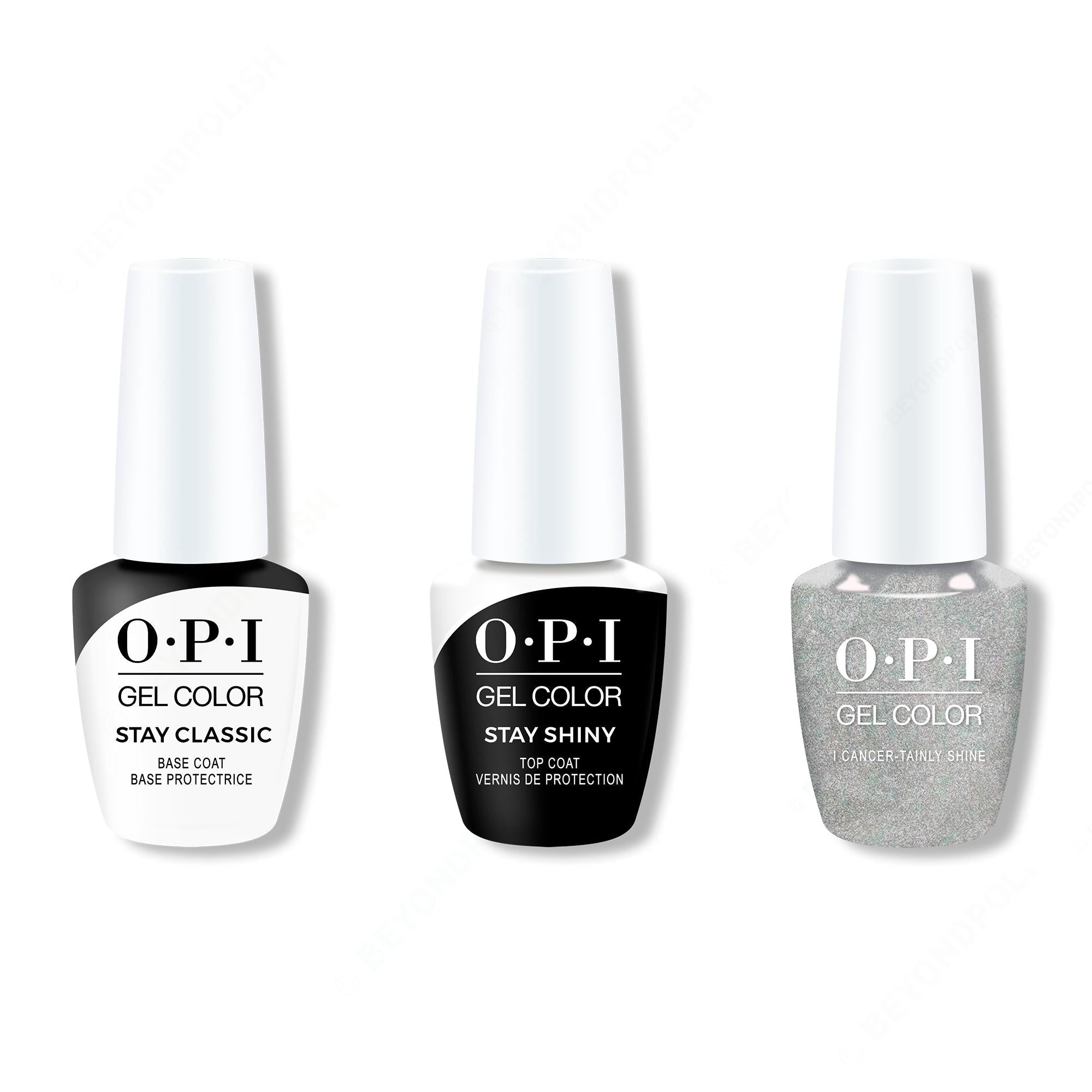 OPI GelColor Combo - Stay Classic Base, Shiny Top & I Cancer-tainly Shine - Long Lasting Formula
