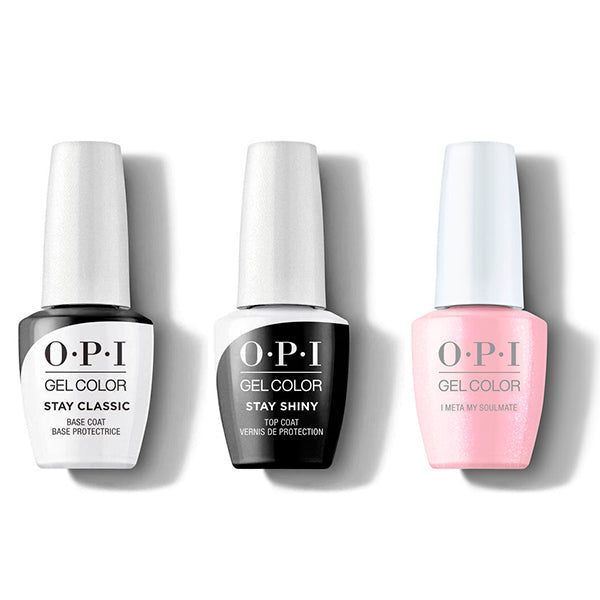 OPI GelColor Combo - Stay Classic Base, Shiny Top & I Meta My Soulmate - Long Lasting Formula