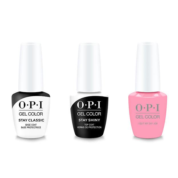 OPI GelColor Combo - Stay Classic Base, Shiny Top & I Quit My Day Job - Long Lasting Formula