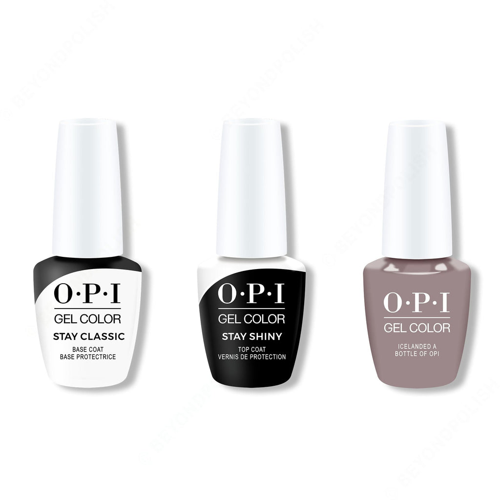OPI GelColor Combo - Stay Classic Base, Shiny Top & Icelanded a Bottle of OPI - Long Lasting Formula
