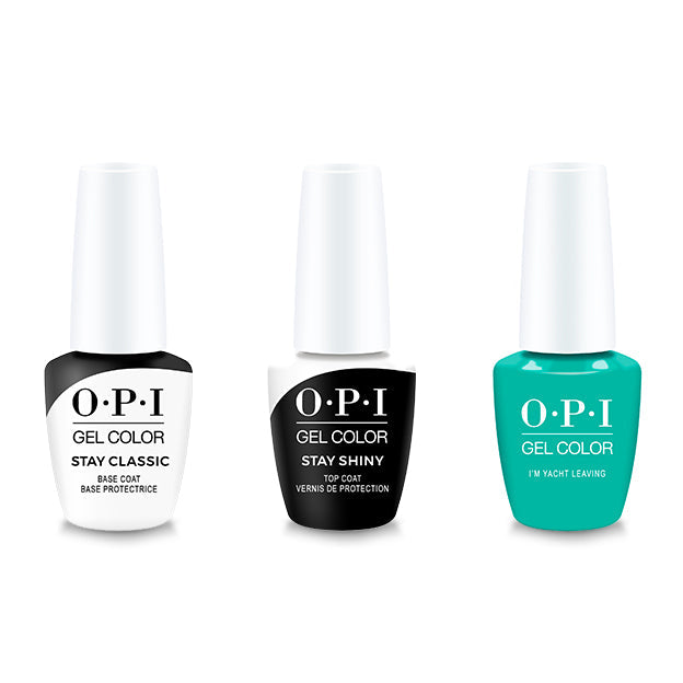 OPI GelColor Combo - Stay Classic Base, Shiny Top & I'm Yacht Leaving - Long Lasting Formula