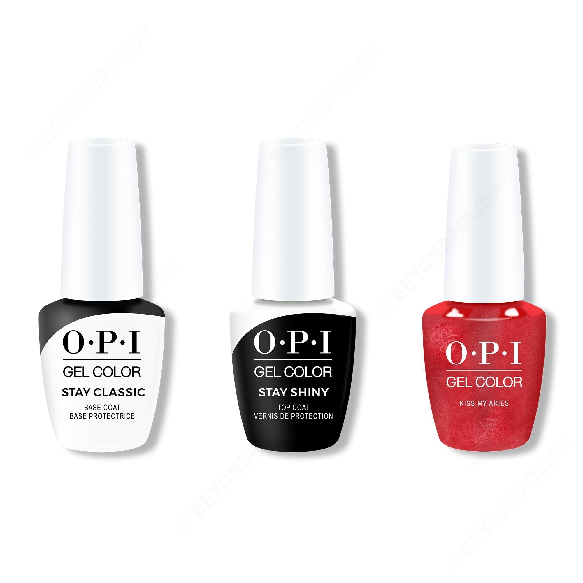 OPI GelColor Combo - Stay Classic Base, Shiny Top & Kiss My Aries - Long Lasting Formula