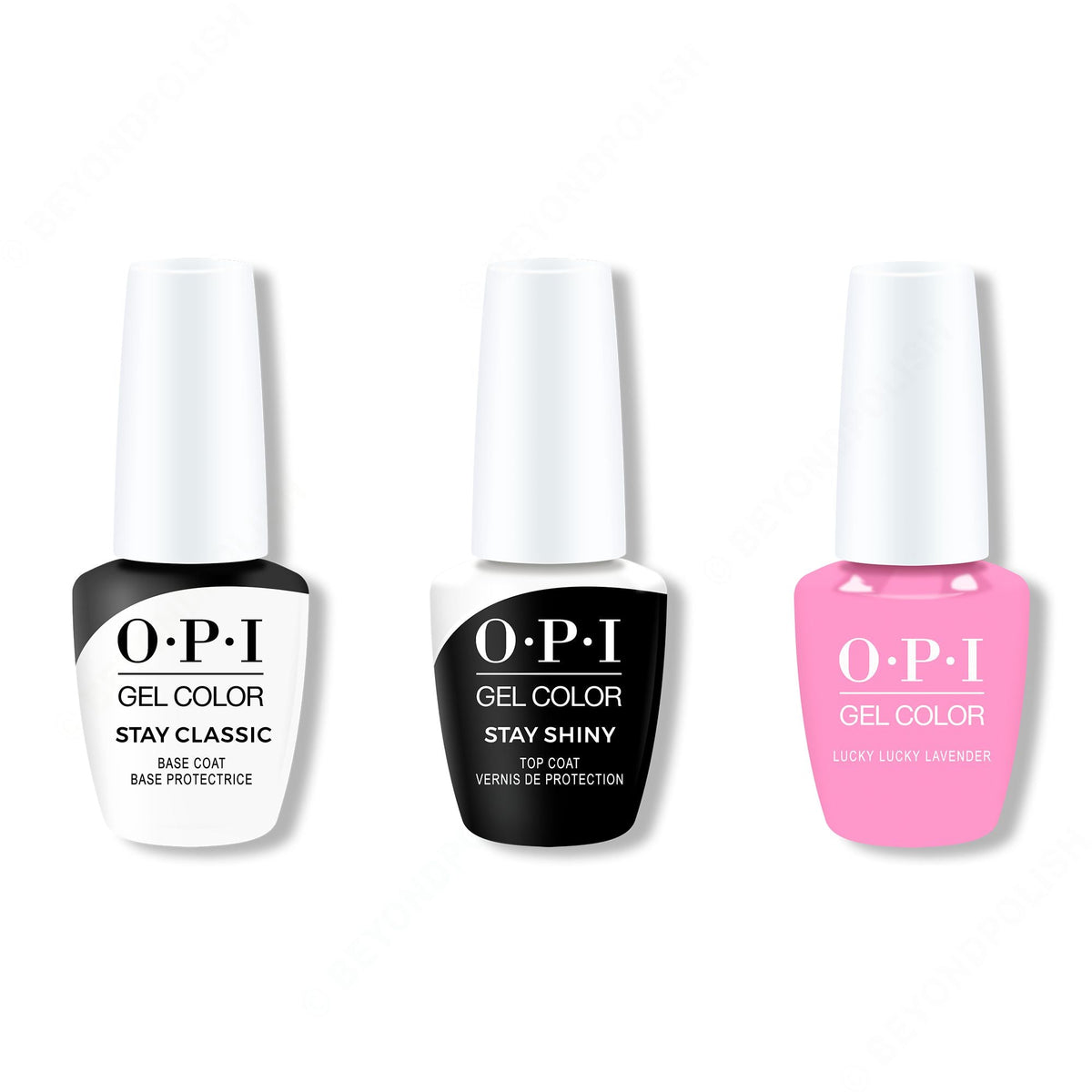 OPI GelColor Combo - Stay Classic Base, Shiny Top & Lucky Lucky Lavender - Long Lasting Formula