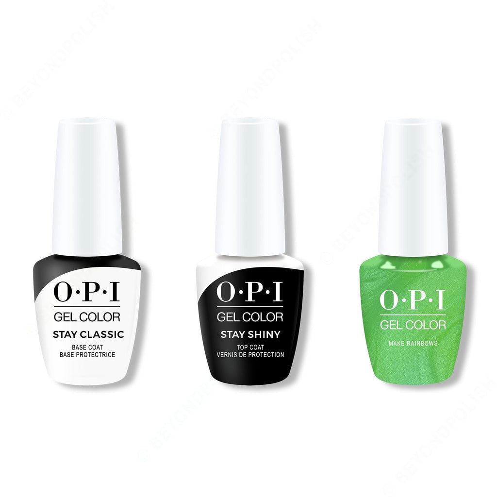 OPI GelColor Combo - Stay Classic Base, Shiny Top & Make Rainbows - Long Lasting Formula