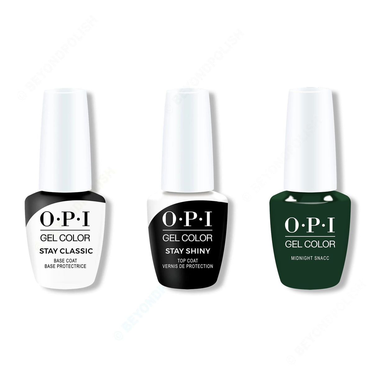 OPI GelColor Combo - Stay Classic Base, Shiny Top & Midnight Snacc - Long Lasting Formula