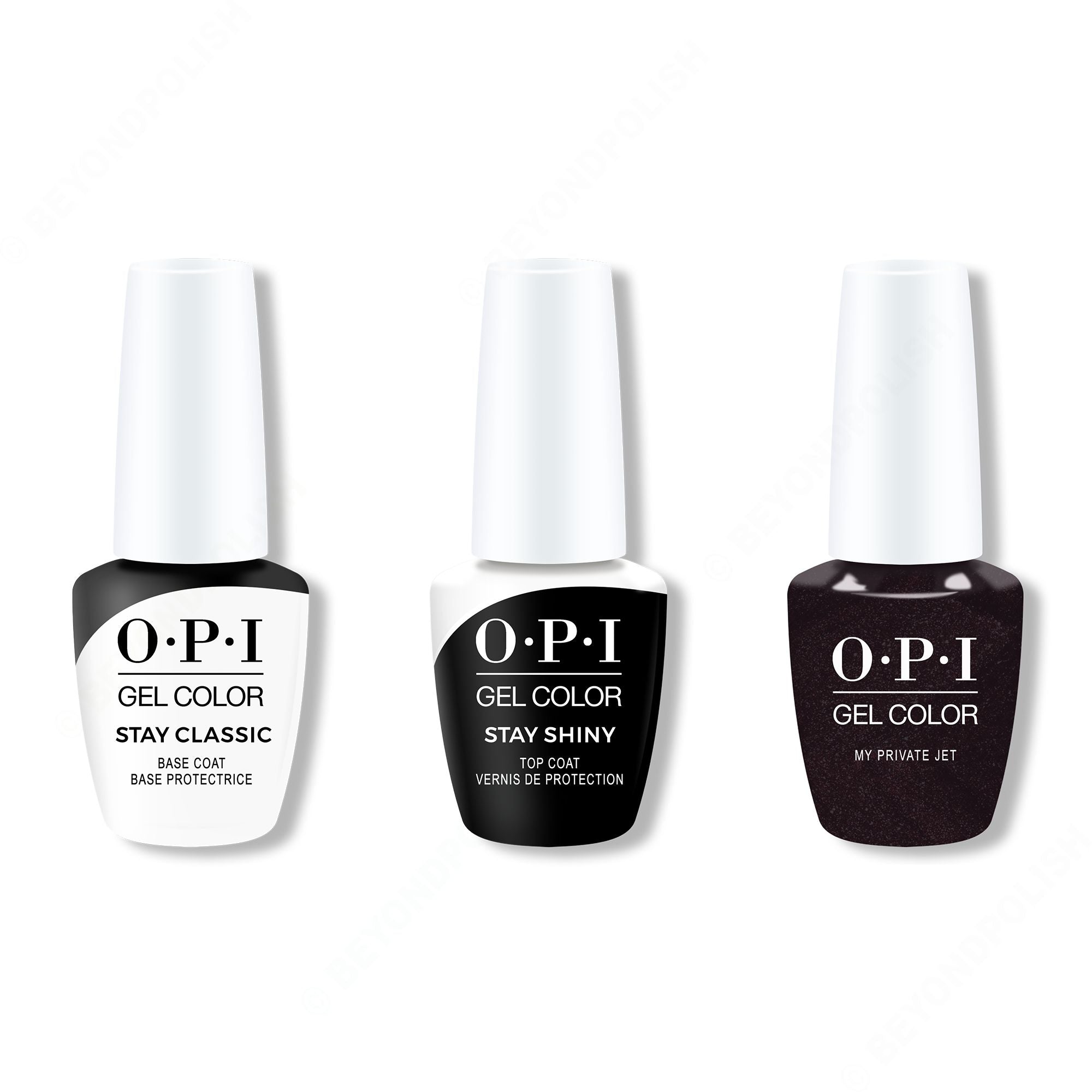 OPI GelColor Combo - Stay Classic Base, Shiny Top & My Private Jet - Long Lasting Formula