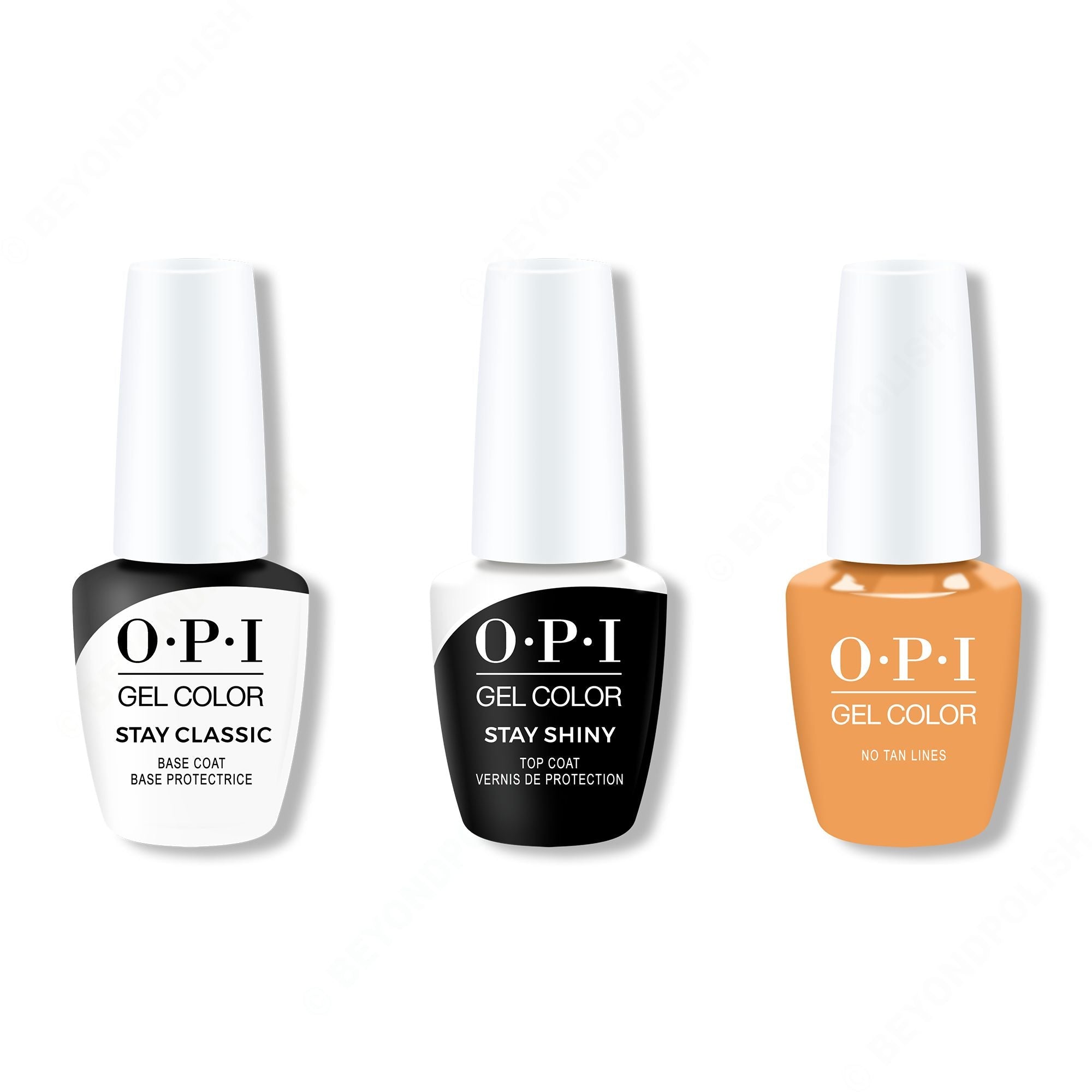 OPI GelColor Combo - Stay Classic Base, Shiny Top & No Tan Lines - Long Lasting Formula