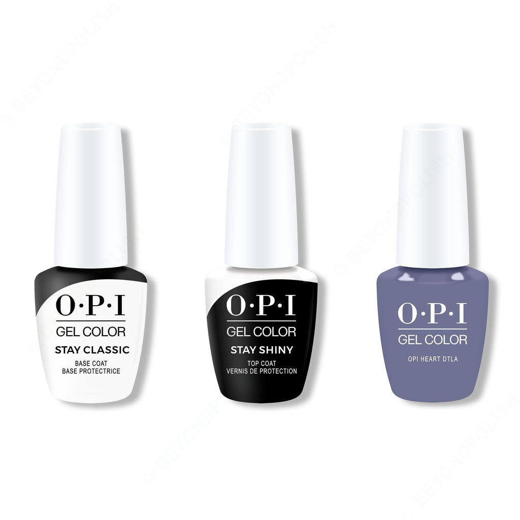 OPI GelColor Combo - Stay Classic Base, Shiny Top & OPI Heart DTLA - Long Lasting Formula