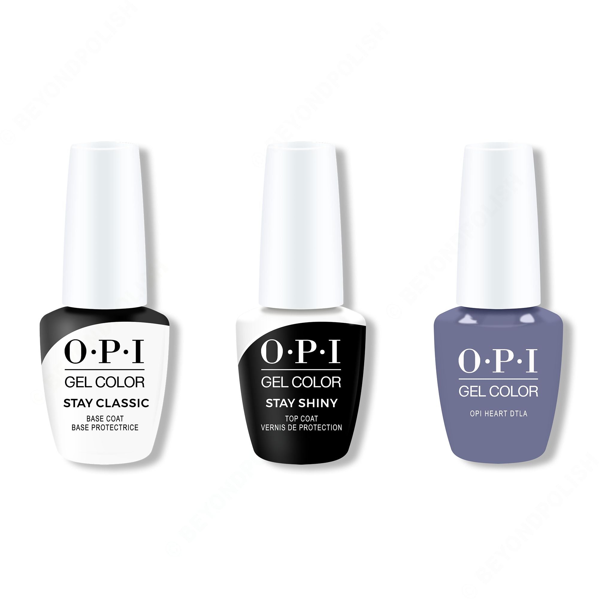 OPI GelColor Combo - Stay Classic Base, Shiny Top & OPI Heart DTLA - Long Lasting Formula