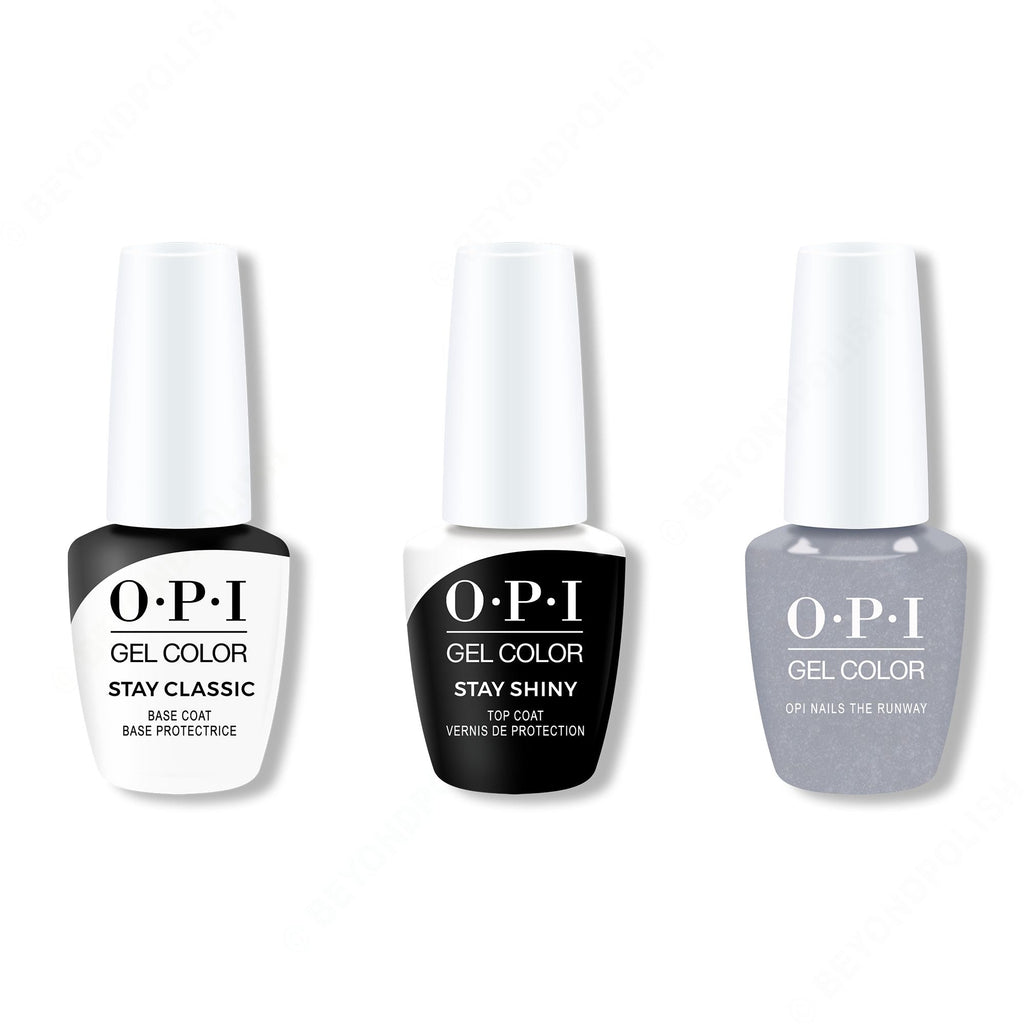 OPI GelColor Combo - Stay Classic Base, Shiny Top & OPI Nails The Runway - Long Lasting Formula