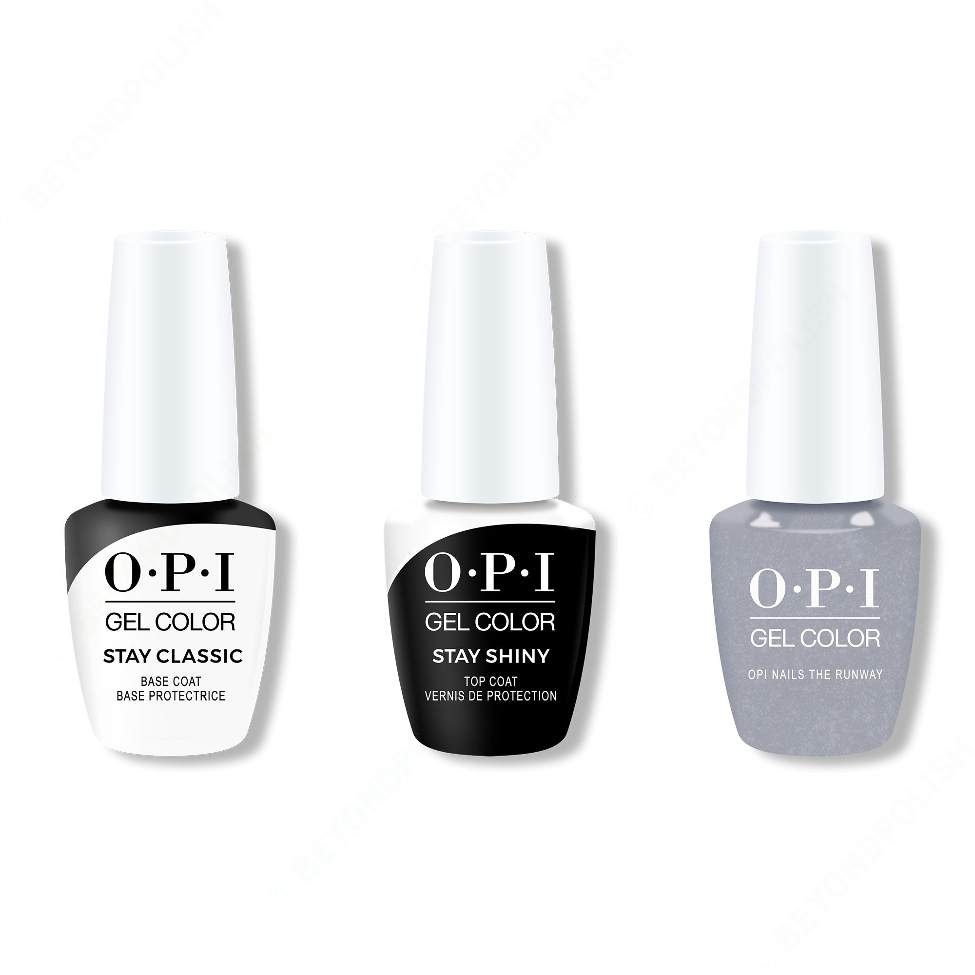 OPI GelColor Combo - Stay Classic Base, Shiny Top & OPI Nails The Runway - Long Lasting Formula