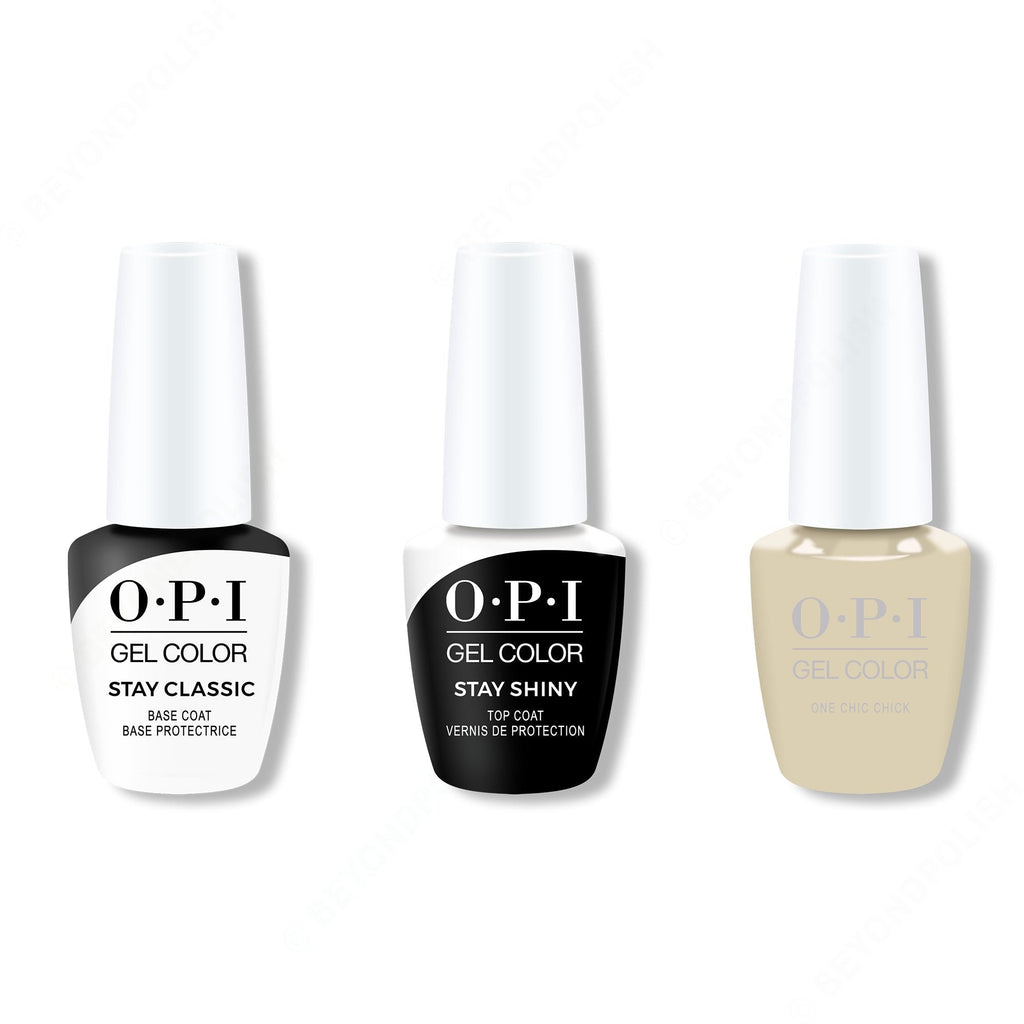 OPI GelColor Combo - Stay Classic Base, Shiny Top & One Chic Chick - Long Lasting Formula