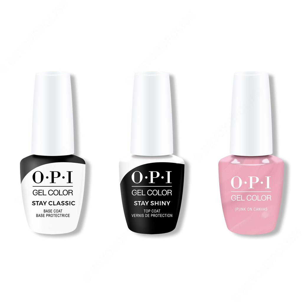 OPI GelColor Combo - Stay Classic Base, Shiny Top & (P)Ink on Canvas - Long Lasting Formula