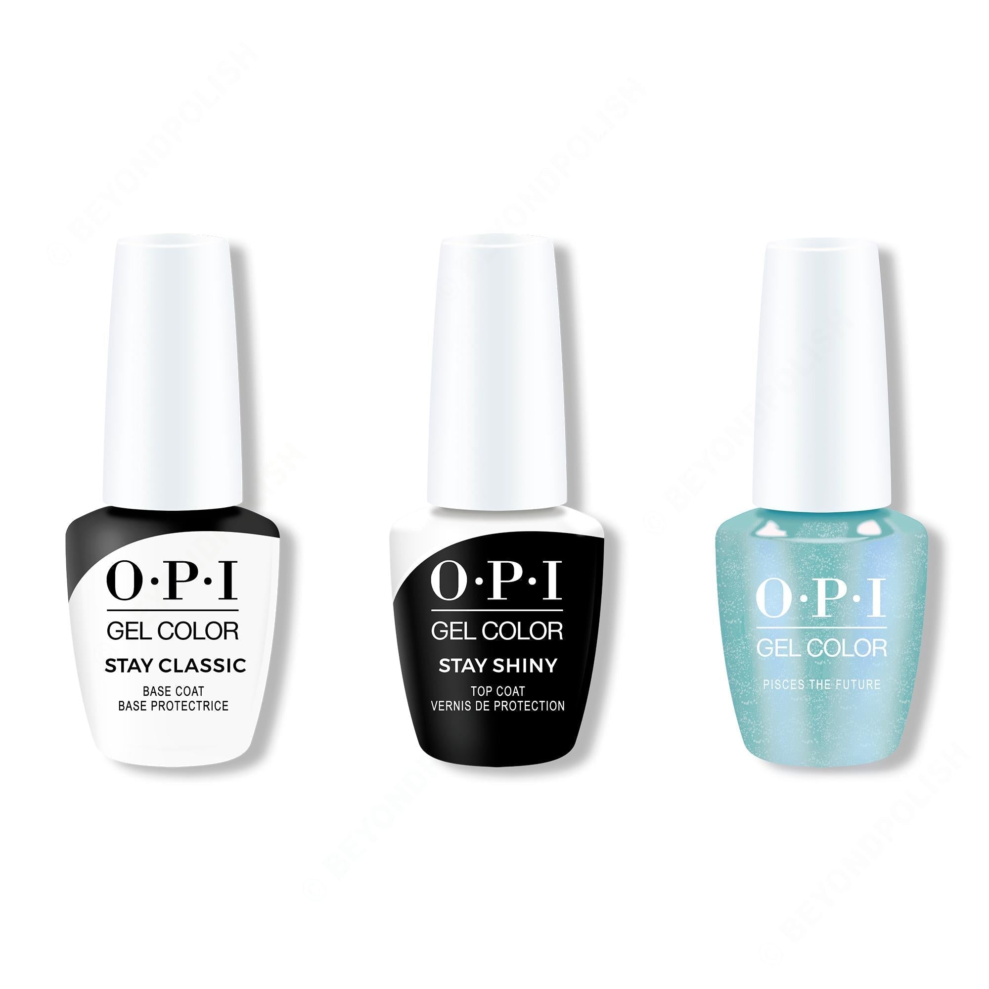 OPI GelColor Combo - Stay Classic Base, Shiny Top & Pisces The Future - Long Lasting Formula