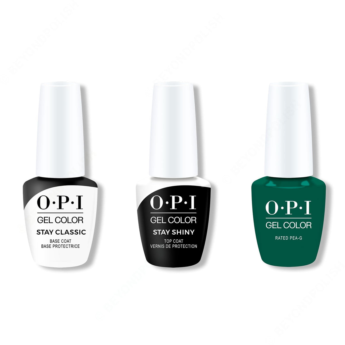OPI GelColor Combo - Stay Classic Base, Shiny Top & Rated Pea-G - Long Lasting Formula