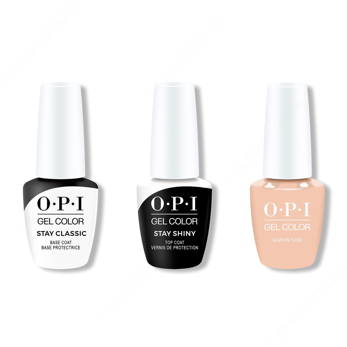 OPI GelColor Combo - Stay Classic Base, Shiny Top & Samoan Sand - Long Lasting Formula