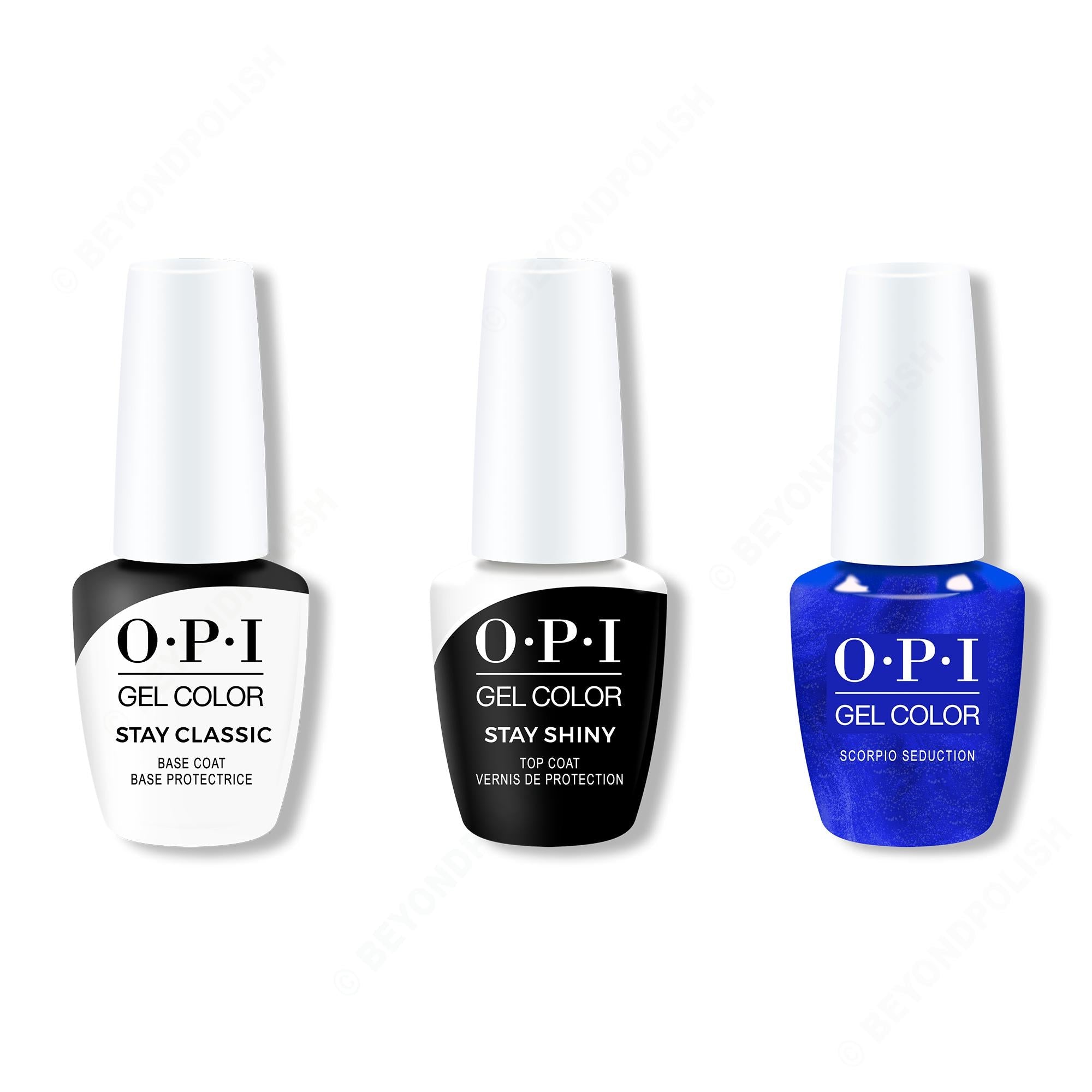 OPI GelColor Combo - Stay Classic Base, Shiny Top & Scorpio Seduction - Long Lasting Formula