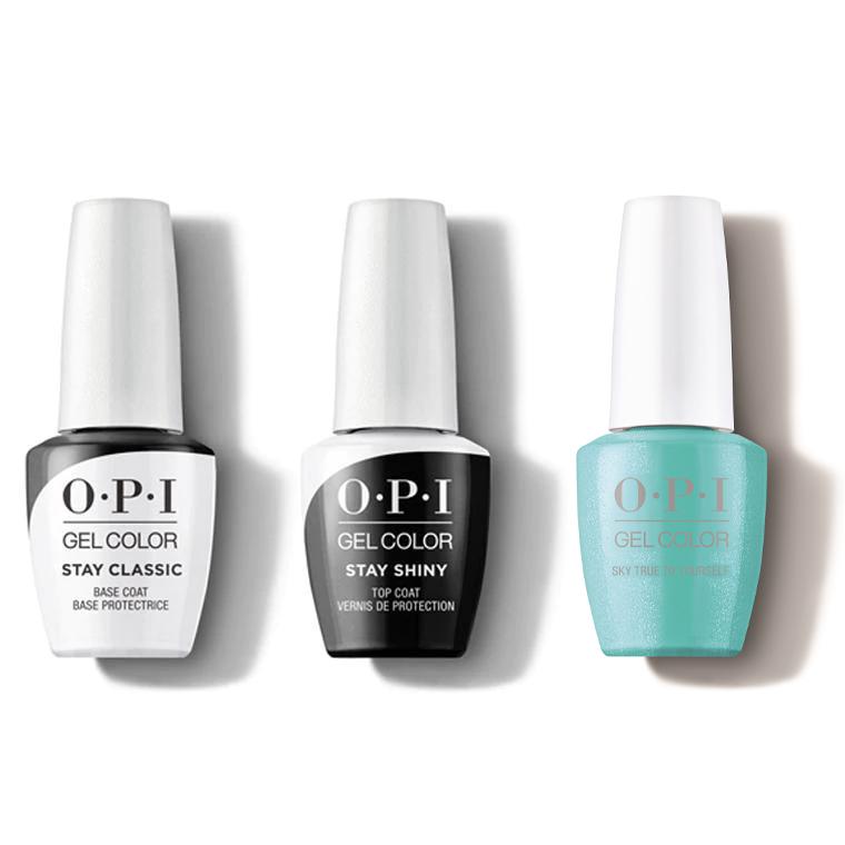 OPI GelColor Combo - Stay Classic Base, Shiny Top & Sky True to Yourself - Long Lasting Formula