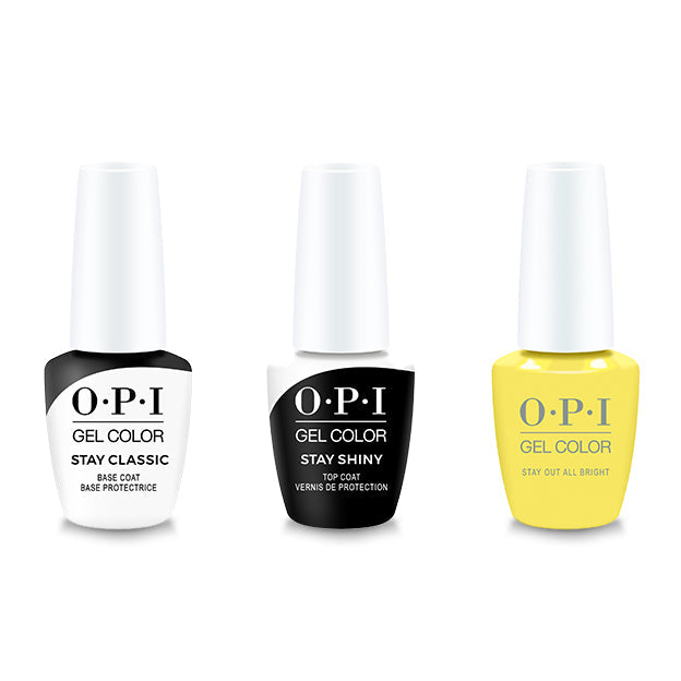 OPI GelColor Combo - Stay Classic Base, Shiny Top & Stay Out All Bright - Long Lasting Formula