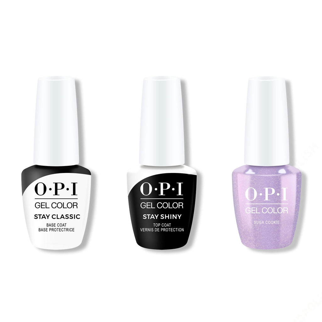 OPI GelColor Combo - Stay Classic Base, Shiny Top & Suga Cookie - Long Lasting Formula