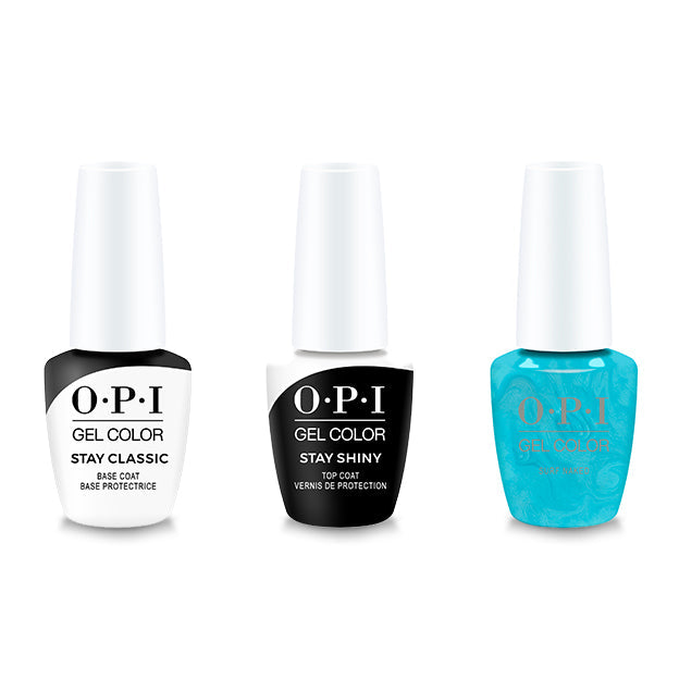 OPI GelColor Combo - Stay Classic Base, Shiny Top & Surf Naked - Long Lasting Formula